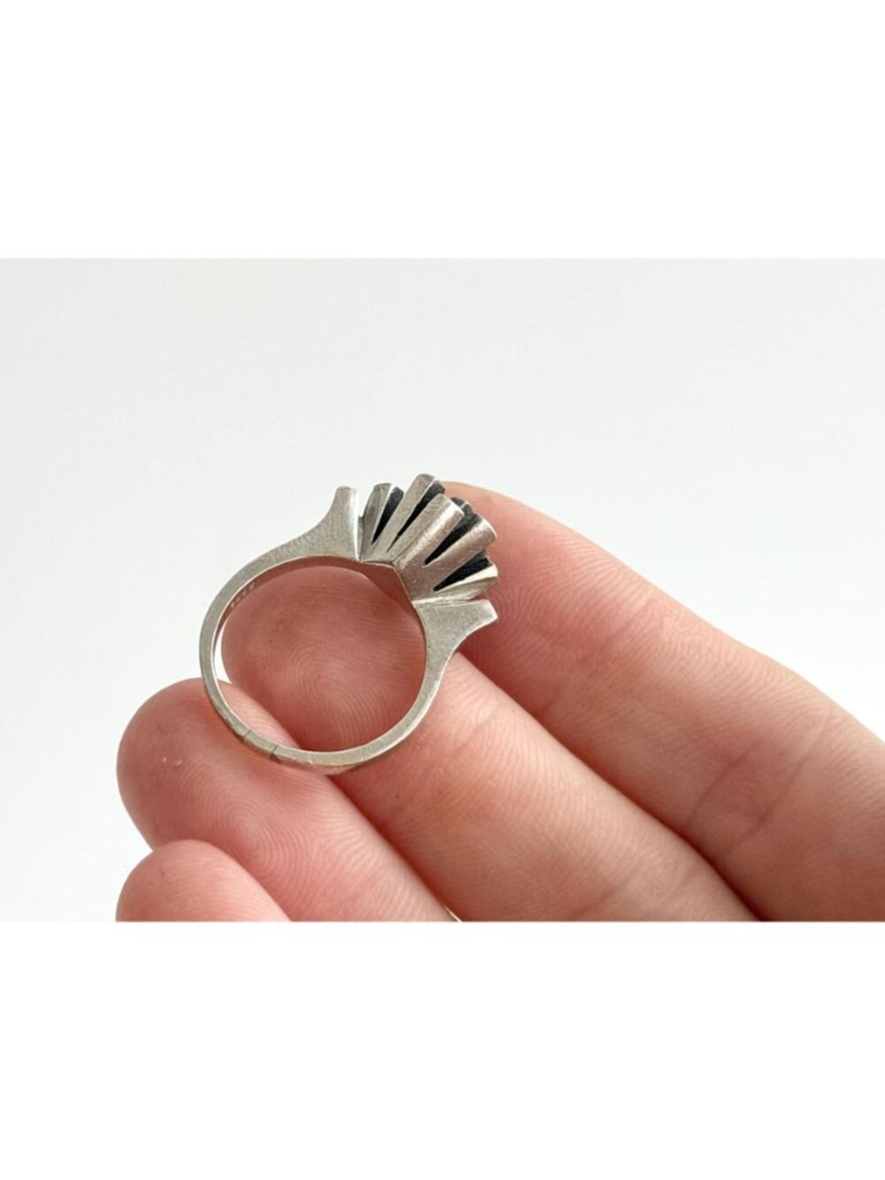 Brutalist Danish Made 1950's Classic Sterling Silver 925 Vintage Ring - sz 6 - Picture 10 of 16